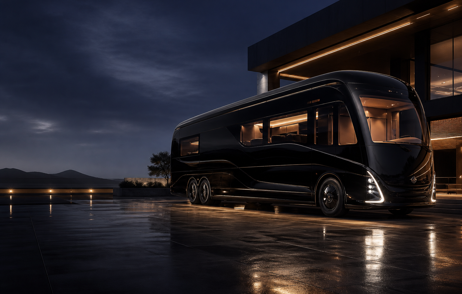 Obsidian Black premium luxury coach